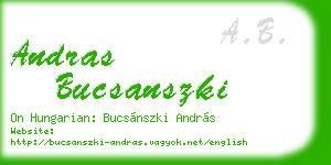 andras bucsanszki business card