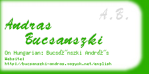 andras bucsanszki business card